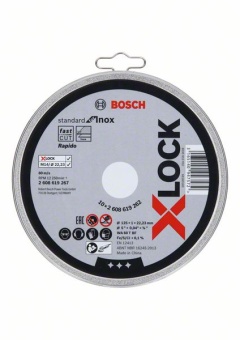 Отрезные диски для прямой резки Standard for Inox X-LOCK 125x1x22,23 мм код заказа 2608619262 (2.608.619.262)